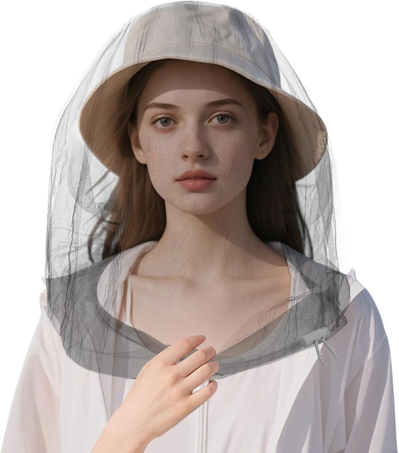 JayruiMice Oversized Mosquito Net 42 x 25 Inches Ultra Large Mosquito Head Net Face Neck Fly Mesh Netting Fits All Hats for Outdoor Camping Hiking Fishing Gardening Safari(Light Gray) - Image 1